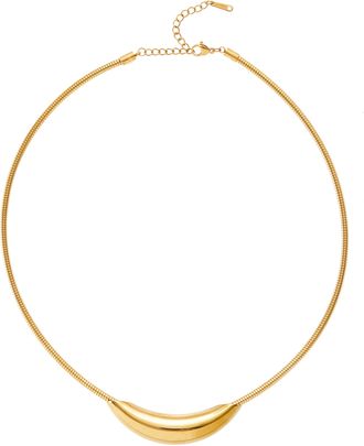 Lascana Schlangenkette LASCANA Halskette mit R&ouml;hrchen Anh&auml;nger, Damen, Gr. Edelstahl, gold (vergoldet), Halsketten Schlangenkette, Hochwertiges Collier mit Go