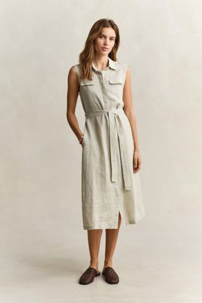 GANT Women Sleeveless Linen Dress (38) COUNTRY BEIGE