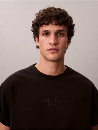 Calvin Klein Jeans Calvin Klein Mens Embroidered 1989 Logo Graphic Relaxed T-Shirt - Black - XS