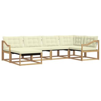 vidaXL Conjunto De Sof&aacute;s De Exterior Con Coj&iacute;n 6 Pcs Blanco Y Crema Vidaxl