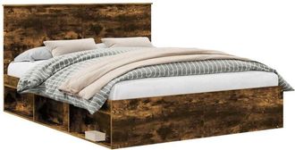 vidaXL Bed Frame Smoked Oak 160 x 200 cm Solid Pine Wood vidaXL