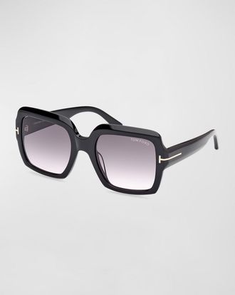Tom Ford Kaya Beveled Acetate Square Sunglasses