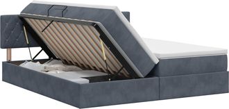 vidaXL Cama Con Almacenamiento Con Cabecera 2 Uds. Gris Oscuro Vidaxl
