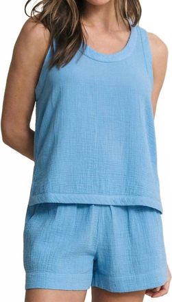 Southern Tide Leila Double Cloth Solid Tank In Ocean Channel