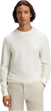 HUGO BOSS Truien & Vesten, Heren, Wit, L, Katoen, Ronde hals gebreide trui