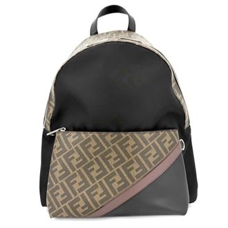 Fendi Zucca Black Brown Nylon Leather Backpack (Pre-Owned)