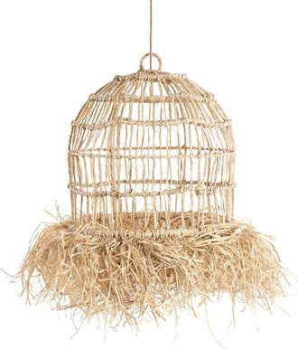 Bazar Bizar L&aacute;mpara colgante de mendong en marr&oacute;n 40x40x65 cm