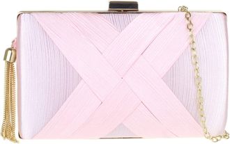 Girly HandBags Womens Banded Stripes Satin Compact Clutch Bag Medium Pink