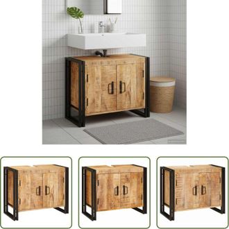 vidaXL Armadio da bagno - Armadio sottolavello con porta Marrone Legno di mango massello