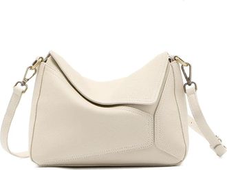 Generic Compatible For Leather Womens Geometric Shoulder Bag For Ladies Large Capacity Pillow Crossbody Handbag(White)