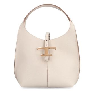 Tod's Tods, Handbags, female, White, Size: ONE SIZE Mini Leather Shoulder Bag with Interlocking Closure