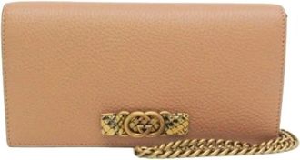 Gucci Pre-owned Interlocking G Chain/Schoudertas portemonnee - Dames - Vintage Schoudertas - Bruin - ONE Size - Leer - Vintage
