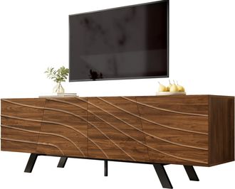 STILVORA Mueble Tv Con 2 Puertas Y Estante Abierto, Gesti&oacute;n De Cables, Estilo Moderno, En Mdf, 160&times;39&times;50,5 Cm, Nogal
