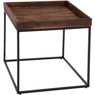 Hhg Tavolino portavasi decorativo da interno 857 legno 60x60x60cm legno scuro