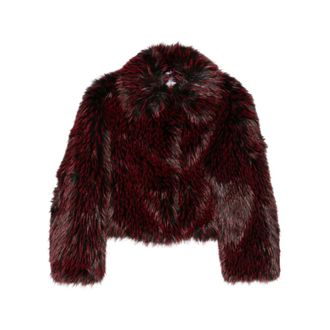 Diane Von F&uuml;rstenberg Cropped double-breasted jas van imitatiebont - Dames - Jassen - Blauw - Maat: Xs/S Zijde
