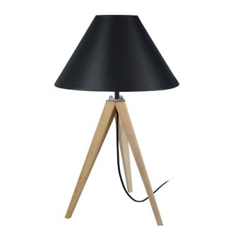 Tosel L&aacute;mpara de noche madera natural y negro 24cm