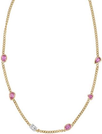Bony Levy El Mar Diamond & Pink Sapphire Necklace in 18K Yellow Gold at Nordstrom