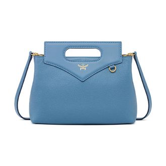 MCM Zachte Diamond Schoudertas van Korrelleer - Dames - Handtassen - Blauw - ONE Size - Leer - Tassen