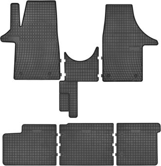 OEM Alfombrillas De Goma Para: Volkswagen Transporter T5 Furgoneta De Reparto De 2 Filas, Cabina Doble (2003-2015) - Negras, Instaladas
