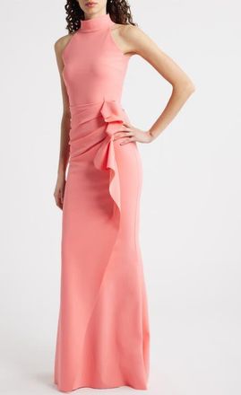 La Petite Robe Di Chiara Boni Gudrum High Neck Trumpet Gown in Sorbet at Nordstrom, Size 14