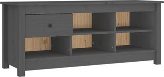 vidaXL Vidaxl - Armario Zapatero De Madera Maciza De Pino Gris 110x38x45,5 Cm