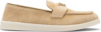 Prada triangle-logo suede loafers - women - Suede - 40.5 - Neutrals
