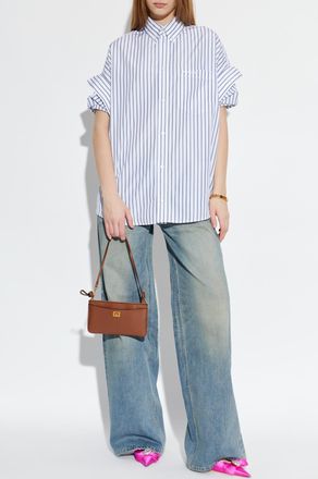 Balenciaga Oversize Shirt With Striped Pattern, Womens, White