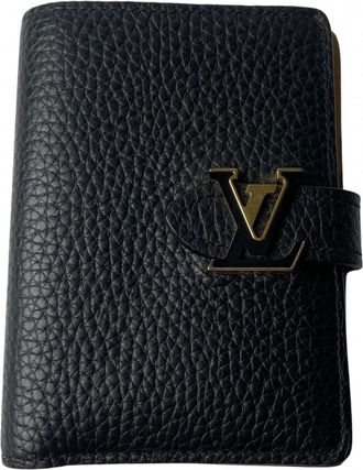 Louis Vuitton Beige Black Leather Wallet (Bi-Fold) (Pre-Owned)