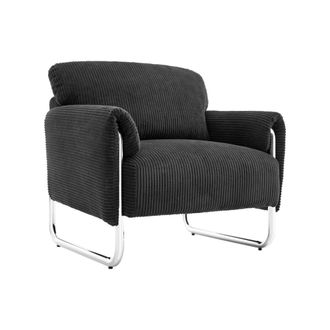 Sweeek Sill&oacute;n vintage de pana con estructura cromada, negro