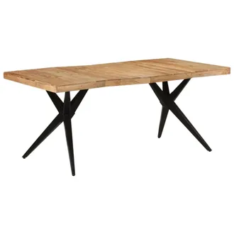 vidaXL Vidaxl - Mesa De Comedor Madera Maciza De Acacia Negra 180x90x77 Cm