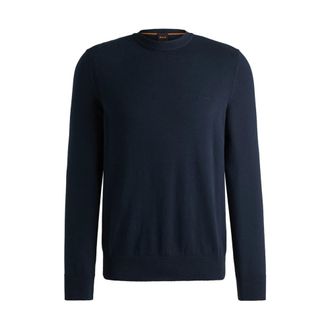 HUGO BOSS Round-neck Knitwear, male, Blue, 3XL, Blue Jumper Asac Casual Look