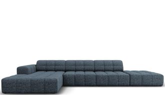 BLOOMINGLOFT 5-Sitzer Design Ecksofa Chicago mit Ottomane rechts/Eckteil links, Chenille-Bezug