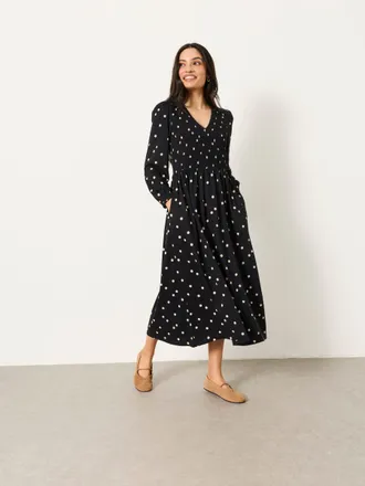 Fat Face FatFace Danni Black Spot Regular Midi Dress