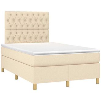 vidaXL Cama Box Spring Con Colch&oacute;n Tela Color Crema 120x190 Cm Vidaxl