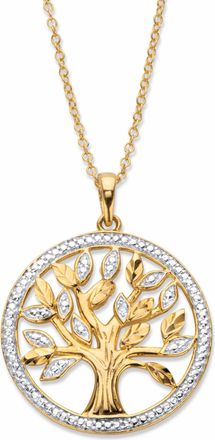 Palm Beach Jewelry Diamond Accent Two-Tone Gold-Plated Silver Tree of Life Pendant Necklace 18