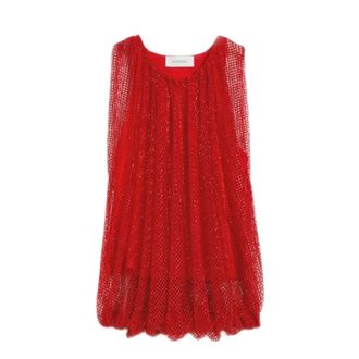 Max Mara Blouses, female, Red, Size: XS Spxnodo Mesh Top