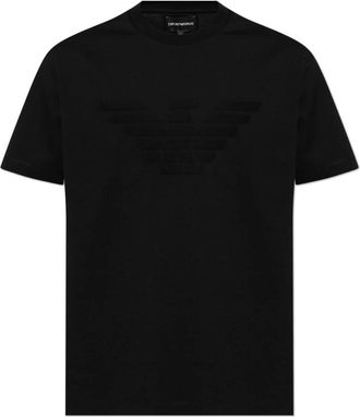 Emporio Armani Logo Jacquard Katoenen T-shirt met Korte Mouwen - Heren - T-shirts - Zwart - XS - Katoen - Tops