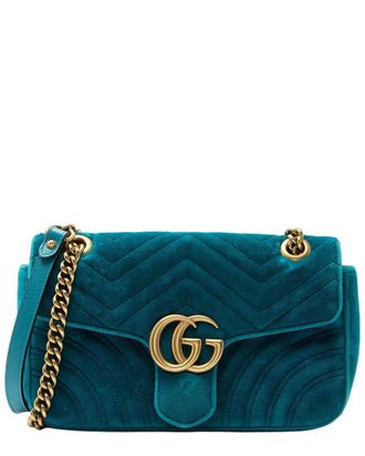 Gucci Matelass&eacute; Velvet Gg Marmont Medium Flap Bag (Authentic Pre-Loved)