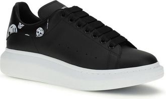 Alexander McQueen Mens Black Calf Leather Bos Taurus Chunky Sneakers