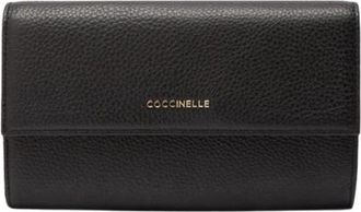 Coccinelle Metallic Grote Portemonnee - Dames - Portefeuilles - Zwart - ONE Size - Leer - Accessoires
