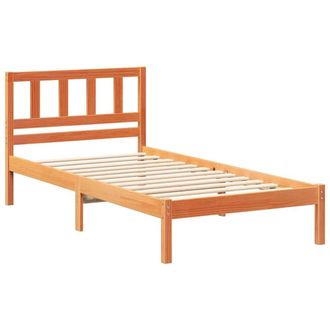 Berkfield Home with Headboard Wax brown 100 x 200 cm Solid pine wood