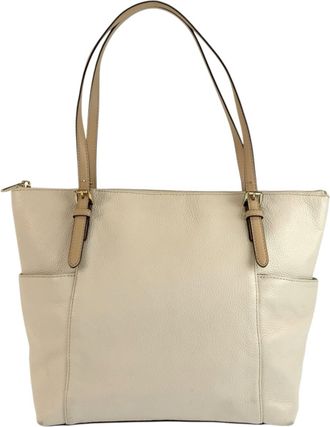 Michael Kors Beige Leather Shoulder Bag Tote Bag (Pre-Owned)