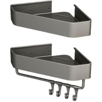 OEM Estanter&iacute;a De Ba&ntilde;o - Estanter&iacute;a De Esquina De Aluminio, No Requiere Perforaci&oacute;n - 23,5 X 23,7 X 4,5 Cm, 2 Unidades