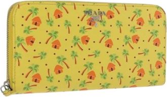 Prada Pre-owned Vintage leren portemonnee - Dames - Vintage Accessoires - Geel - ONE Size - Leer - Vintage