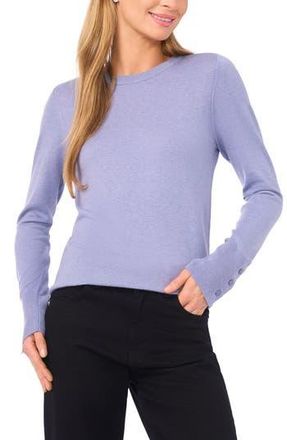 Halogen Button Cuff Crewneck Sweater in Stonewash at Nordstrom Rack, Size X-Large P