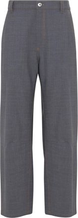 Brunello Cucinelli mélange-effect trousers - women - Polyamide/Elastane/Virgin Wool - 46 - Grey