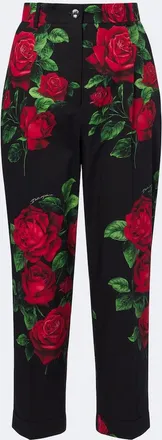 Dolce & Gabbana Floral cropped cotton straight pants