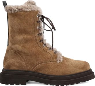 Brunello Cucinelli shearling boots - women - Calf Suede/Sheep Skin/Shearling/Rubber - 41 - Brown