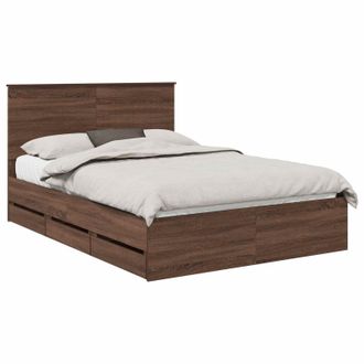 vidaXL Estructura De Cama Roble Marr&oacute;n 135 X 190 Cm Madera Ingenieril Vidaxl