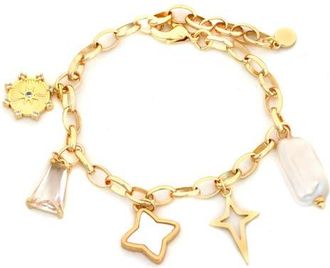 Panacea Faux Pearl Charm Bracelet in White at Nordstrom